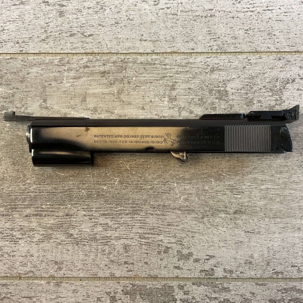 COLT WWII SLIDE & NM BARREL W/TARGET SIGHTS, JAMES EARL JONES COLLECTION #5-11672