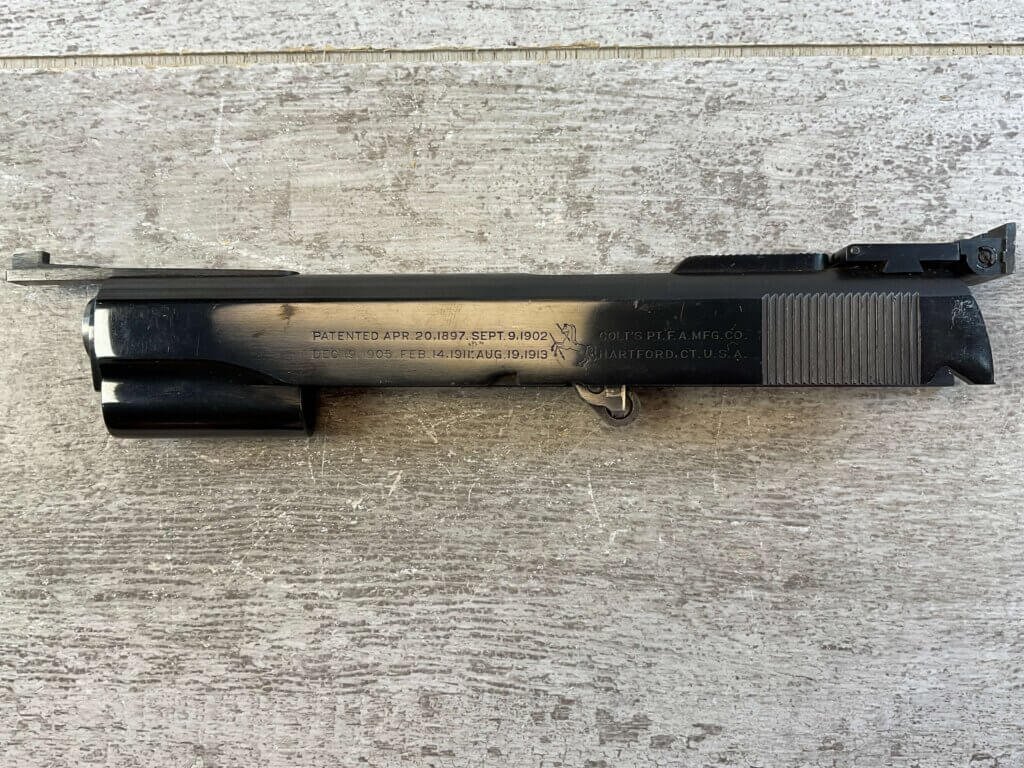 COLT WWII SLIDE & NM BARREL W/TARGET SIGHTS, JAMES EARL JONES COLLECTION #5-11672