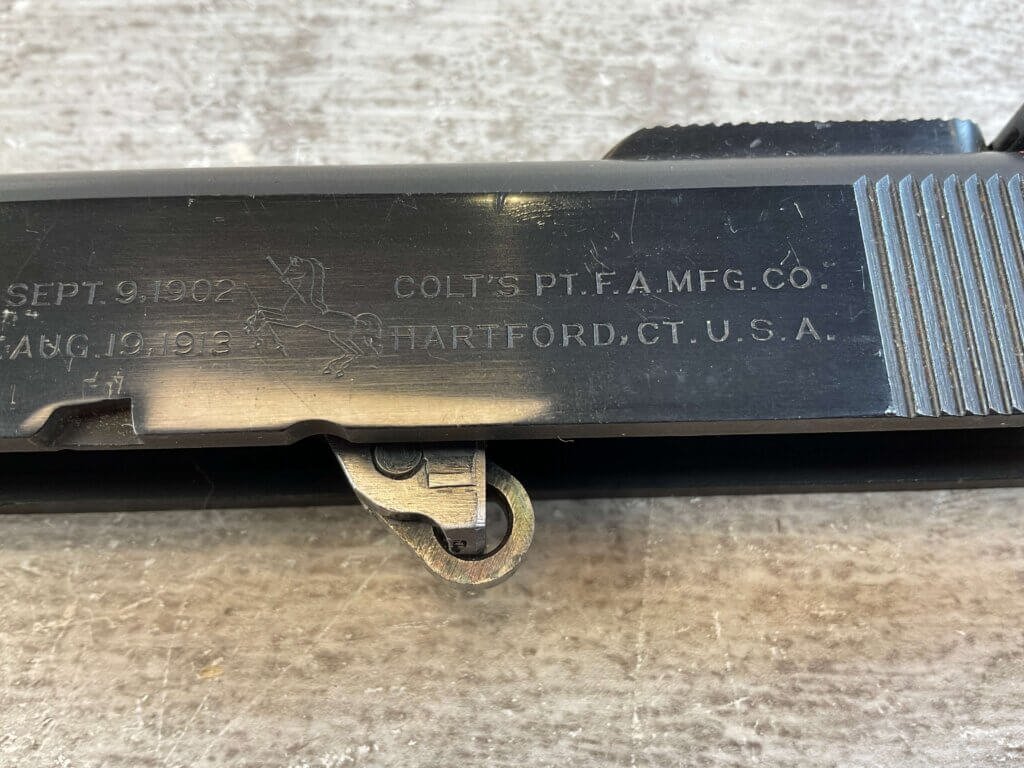COLT WWII SLIDE & NM BARREL W/TARGET SIGHTS, JAMES EARL JONES COLLECTION #5-11672