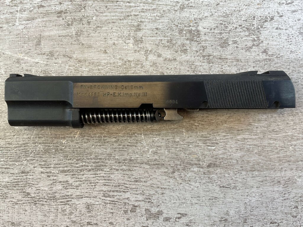GENE TAYLOR CUSTOM BROWNING M35 HI POWER SLIDE, BARREL, FIRING PIN, JAMES EARL JONES COLLECTION #5-11680