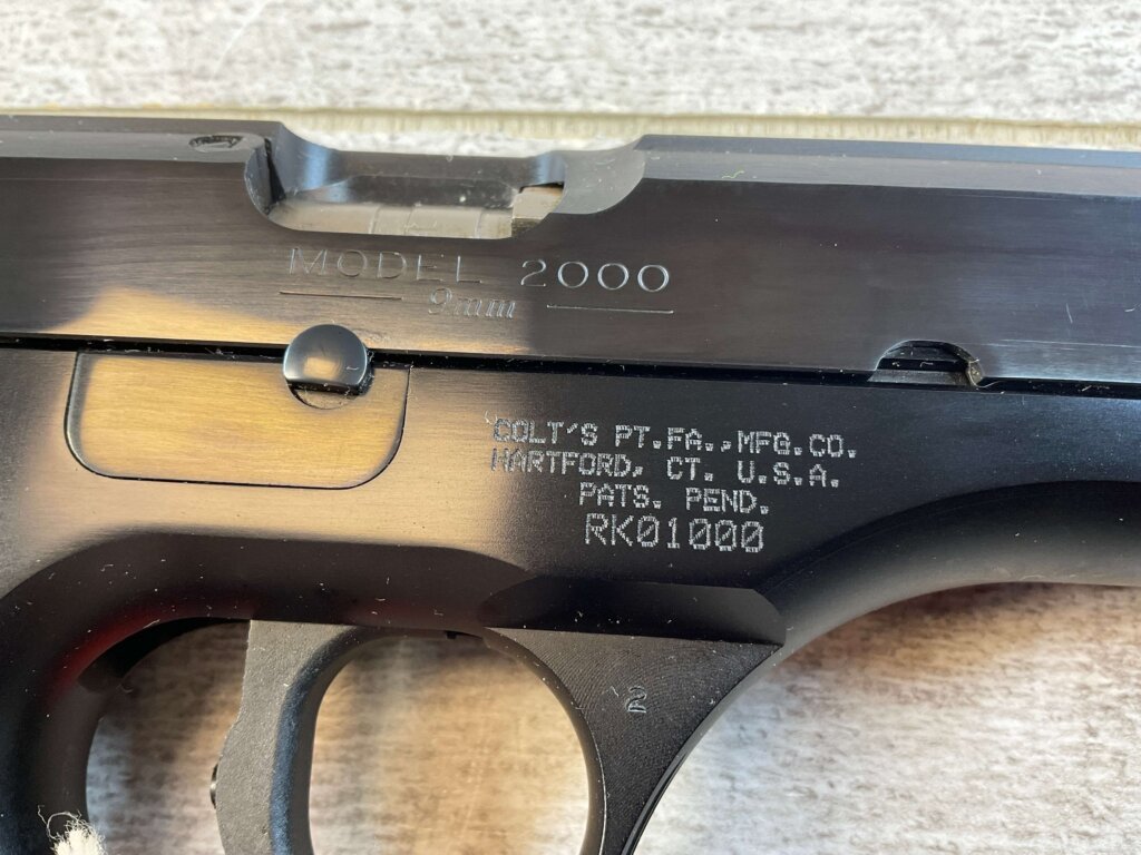 COLT ALL AMERICAN MODEL 2000 FIRST EDITION 9MM SEMI AUTO PISTOL, ORIGINAL BOX & RARE #6-02119