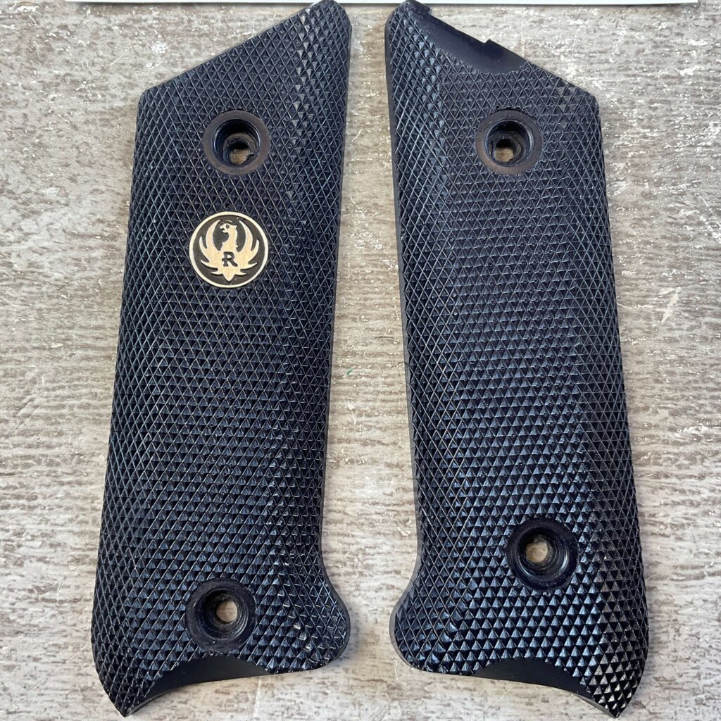 RUGER MK II .22 BLACK PLASTIC CHECKERED GRIPS #6-02202