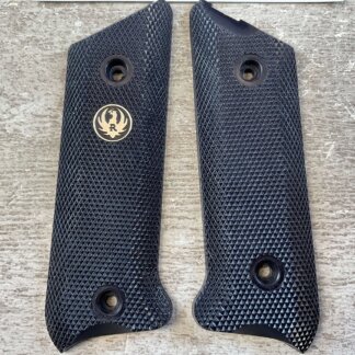 RUGER MK II .22 BLACK PLASTIC CHECKERED GRIPS #6-02202