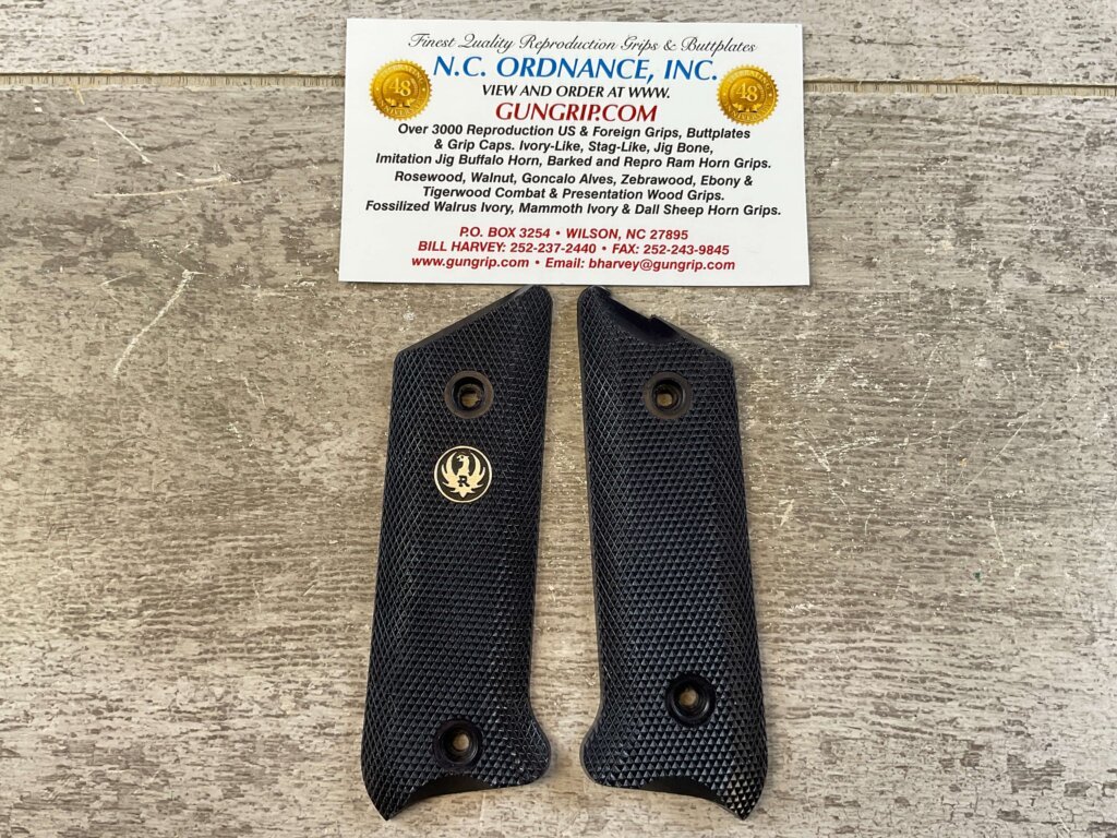 RUGER MK II .22 BLACK PLASTIC CHECKERED GRIPS #6-02202