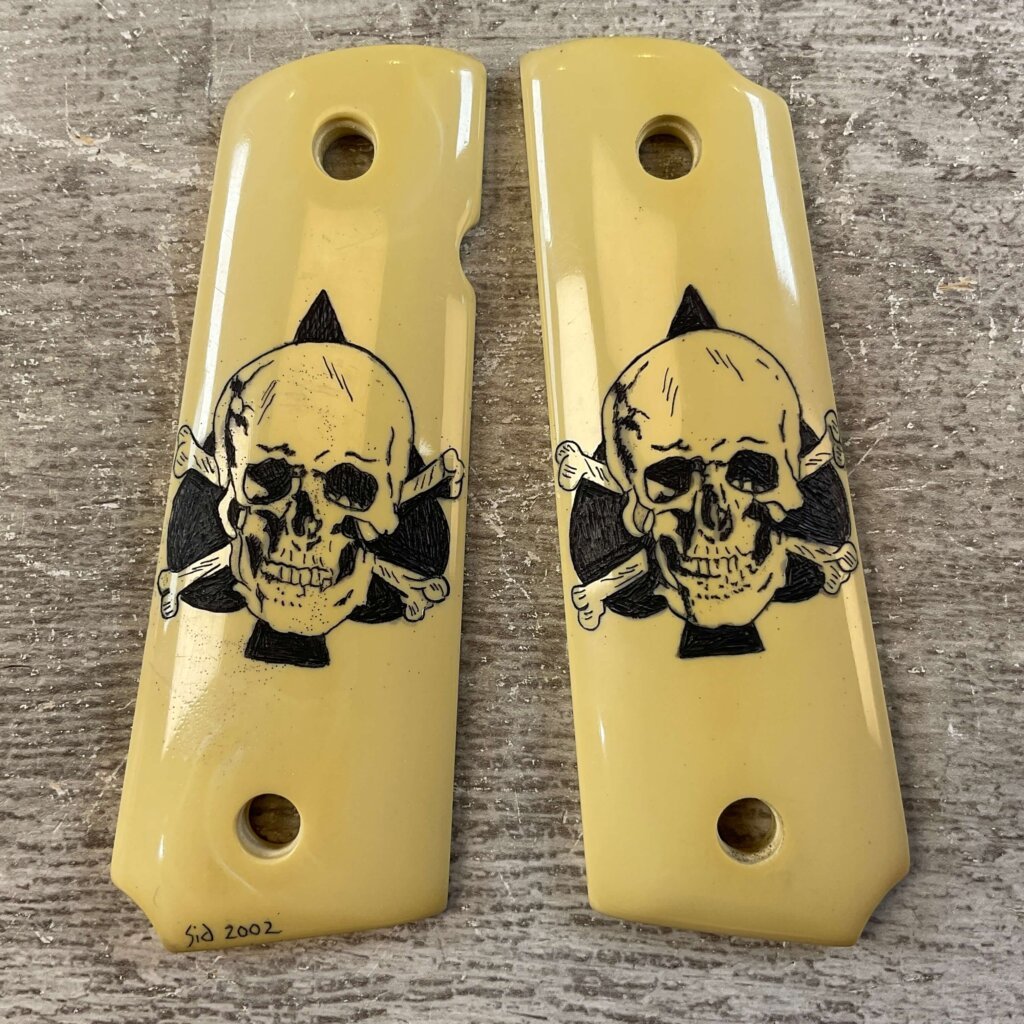 SID RYAN CUSTOM 1911 SKULL & SPADE GRIPS, JAMES EARL JONES COLLECTION #5-11624