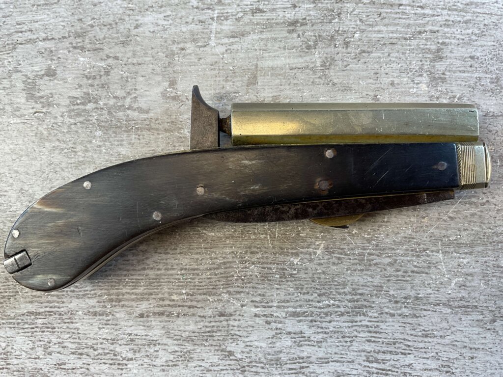 JAMES RODGERS "SELF PROTECTOR" .30 CAL BLACK POWDER KNIFE PISTOL, JAMES EARL JONES COLLECTION, ANTIQUE #5-10929