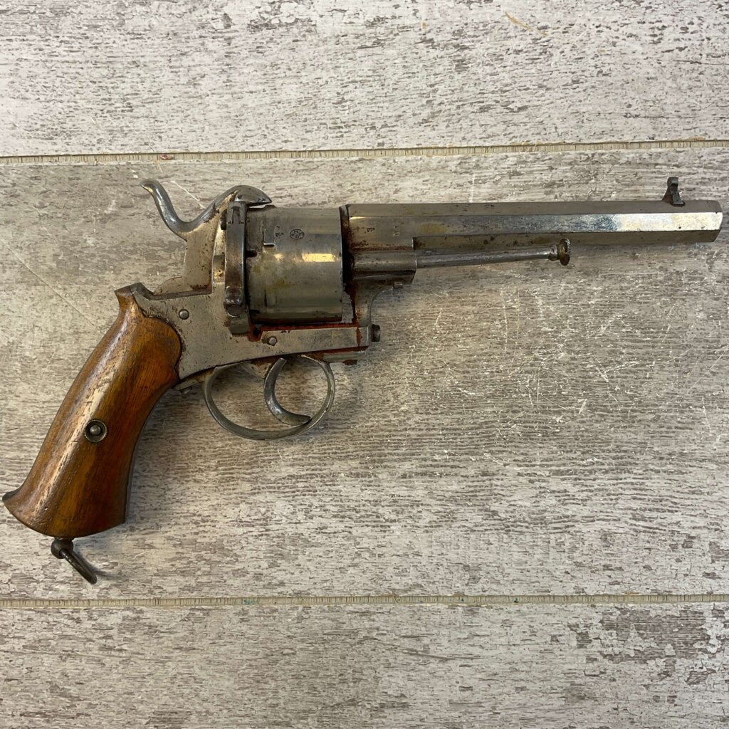 BELGIAN PROOFED 10MM PINFIRE ANTIQUE REVOLVER, JAMES EARL JONES COLLECTION, ANTIQUE #5-10941