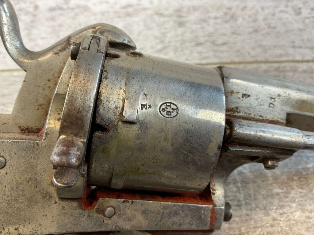 BELGIAN PROOFED 10MM PINFIRE ANTIQUE REVOLVER, JAMES EARL JONES COLLECTION, ANTIQUE #5-10941