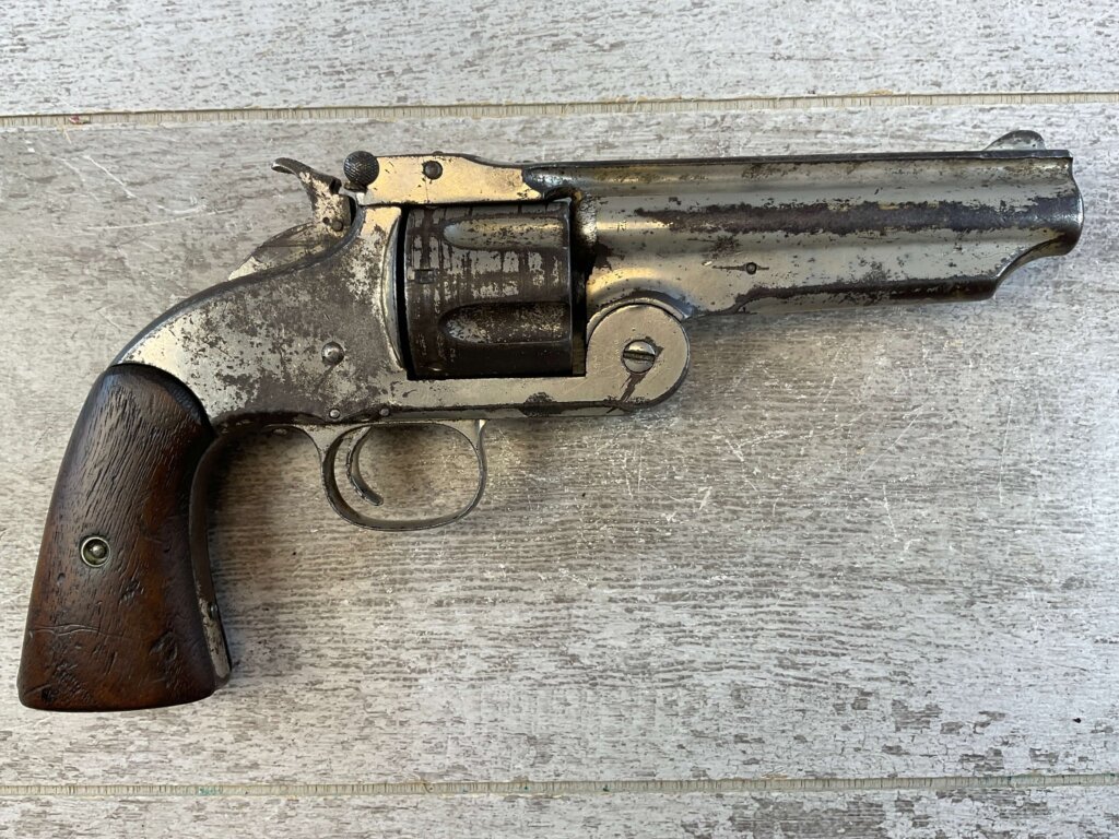 ORIGINAL US SMITH & WESSON NICKEL ANTIQUE REVOLVER, JAMES EARL JONES COLLECTION, ANTIQUE #5-10942