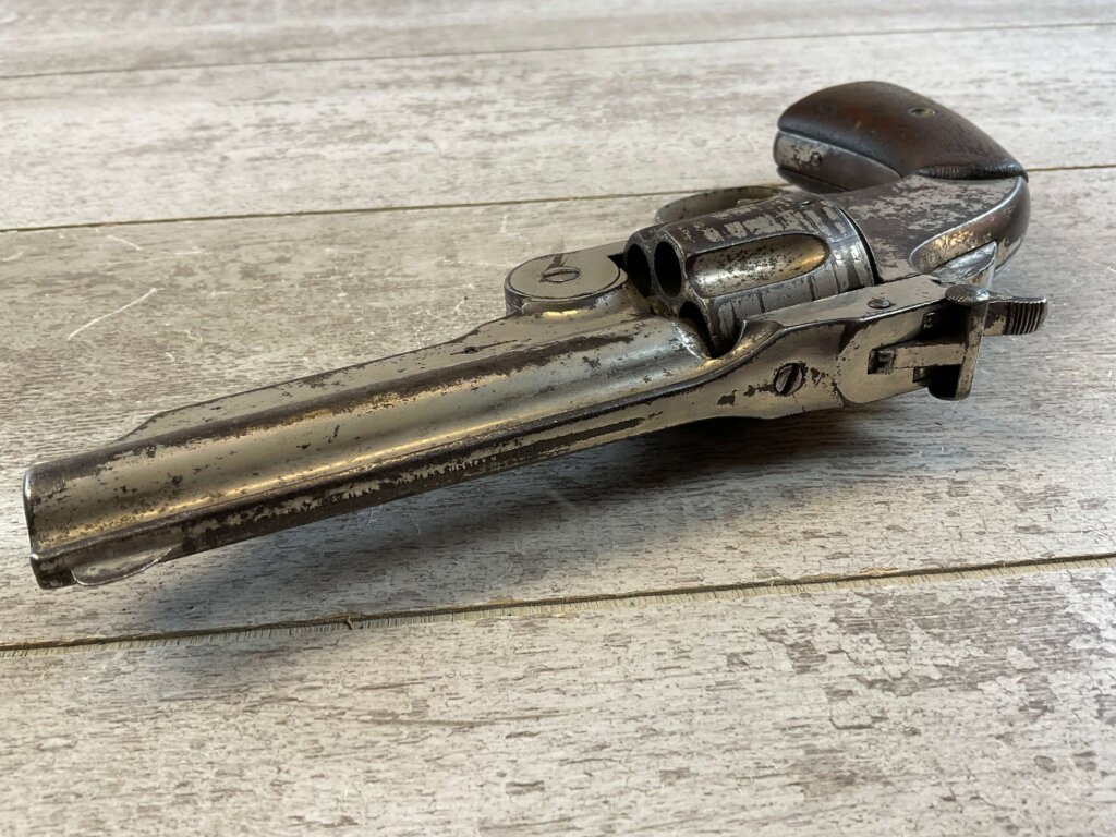 ORIGINAL US SMITH & WESSON NICKEL ANTIQUE REVOLVER, JAMES EARL JONES COLLECTION, ANTIQUE #5-10942
