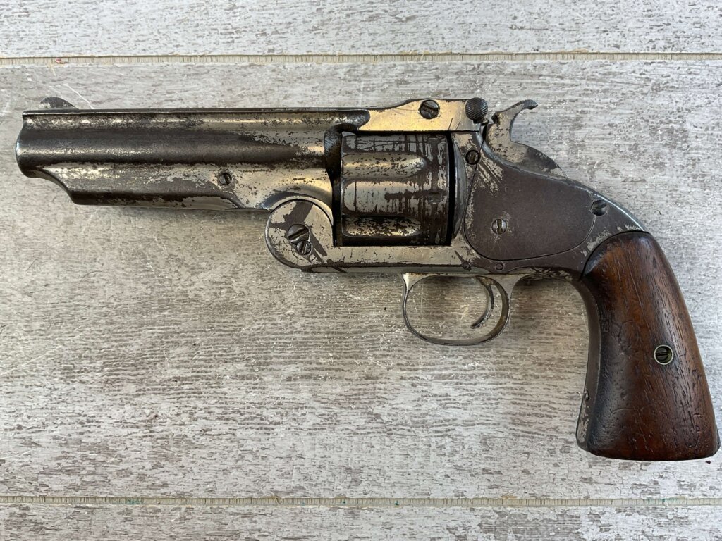 ORIGINAL US SMITH & WESSON NICKEL ANTIQUE REVOLVER, JAMES EARL JONES COLLECTION, ANTIQUE #5-10942