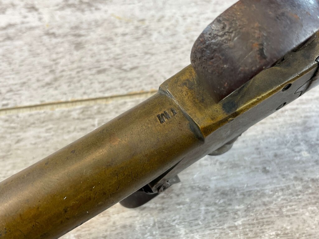 BELGIAN FLINTLOCK .45 CAL CANNON BRASS PISTOL, JAMES EARL JONES COLLECTION, ANTIQUE #5-10943