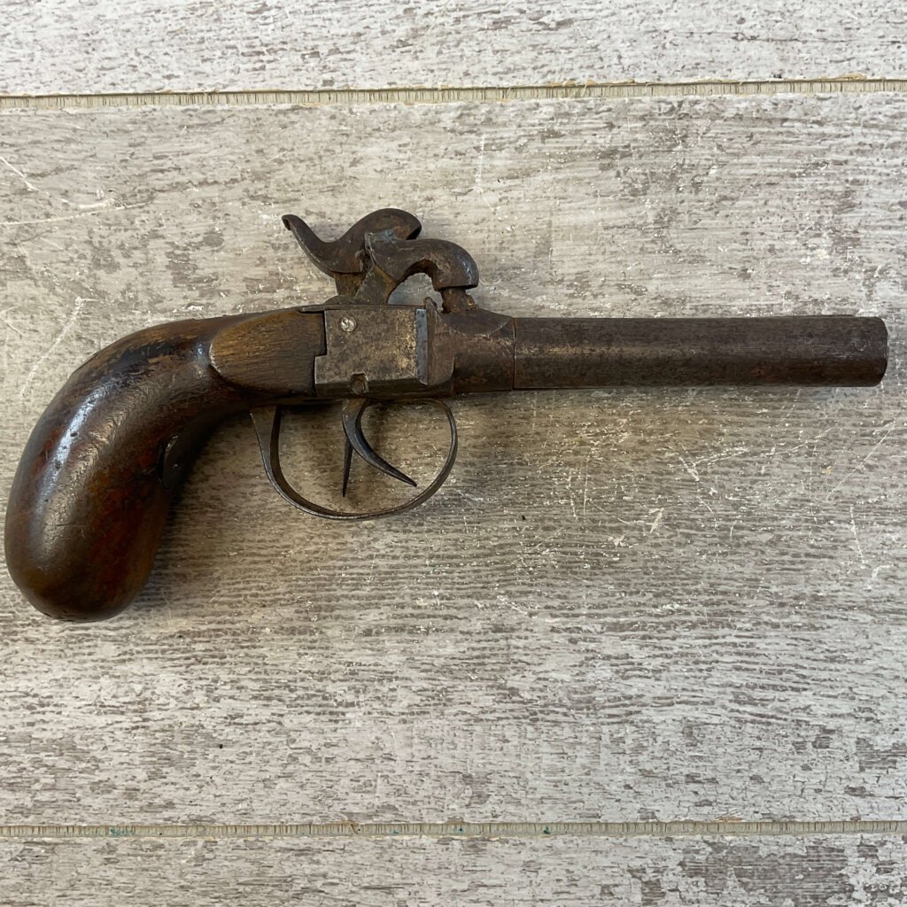 BELGIAN .36 CAL DOUBLE BARREL PERCUSSION PISTOL, JAMES EARL JONES COLLECTION, ANTIQUE #5-10944