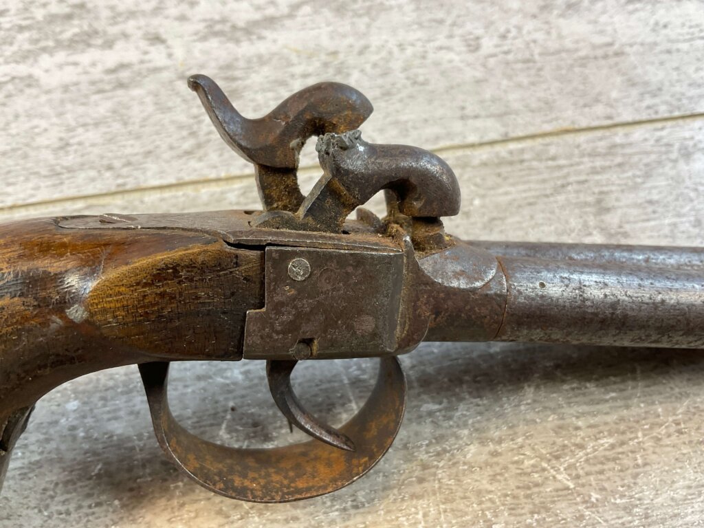 BELGIAN .36 CAL DOUBLE BARREL PERCUSSION PISTOL, JAMES EARL JONES COLLECTION, ANTIQUE #5-10944