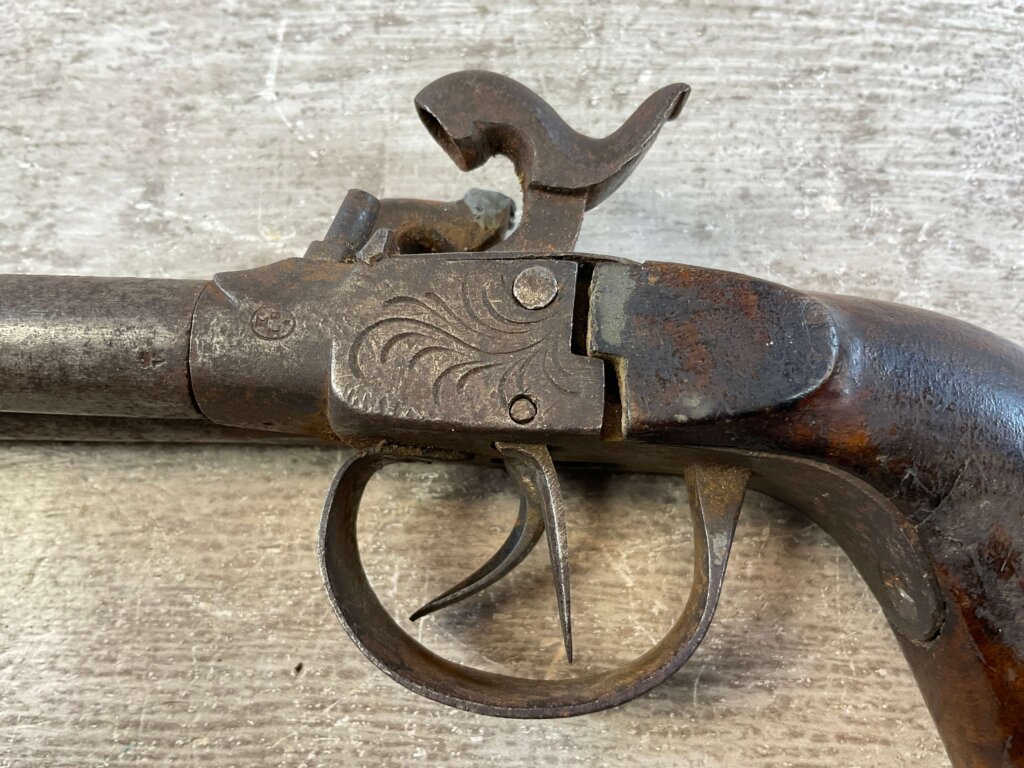 BELGIAN .36 CAL DOUBLE BARREL PERCUSSION PISTOL, JAMES EARL JONES COLLECTION, ANTIQUE #5-10944