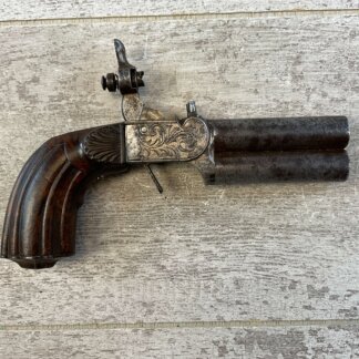 EYRAUL BREVETE .44 CAL DOUBLE BARREL PERCUSSION PISTOL, JAMES EARL JONES COLLECTION, ANTIQUE #5-10945