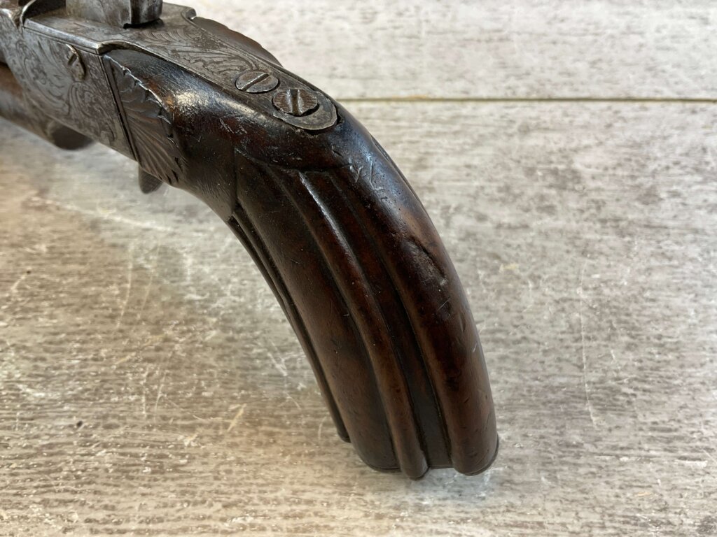 EYRAUL BREVETE .44 CAL DOUBLE BARREL PERCUSSION PISTOL, JAMES EARL JONES COLLECTION, ANTIQUE #5-10945