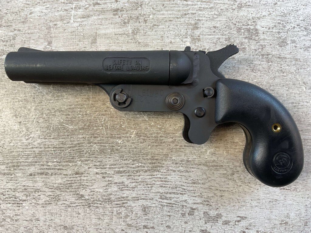 LEINAD / COBRAY MODEL DD DOUBLE BARREL BLACK POWDER .410/.45LC PISTOL, JAMES EARL JONES COLLECTION, ANTIQUE #5-10938