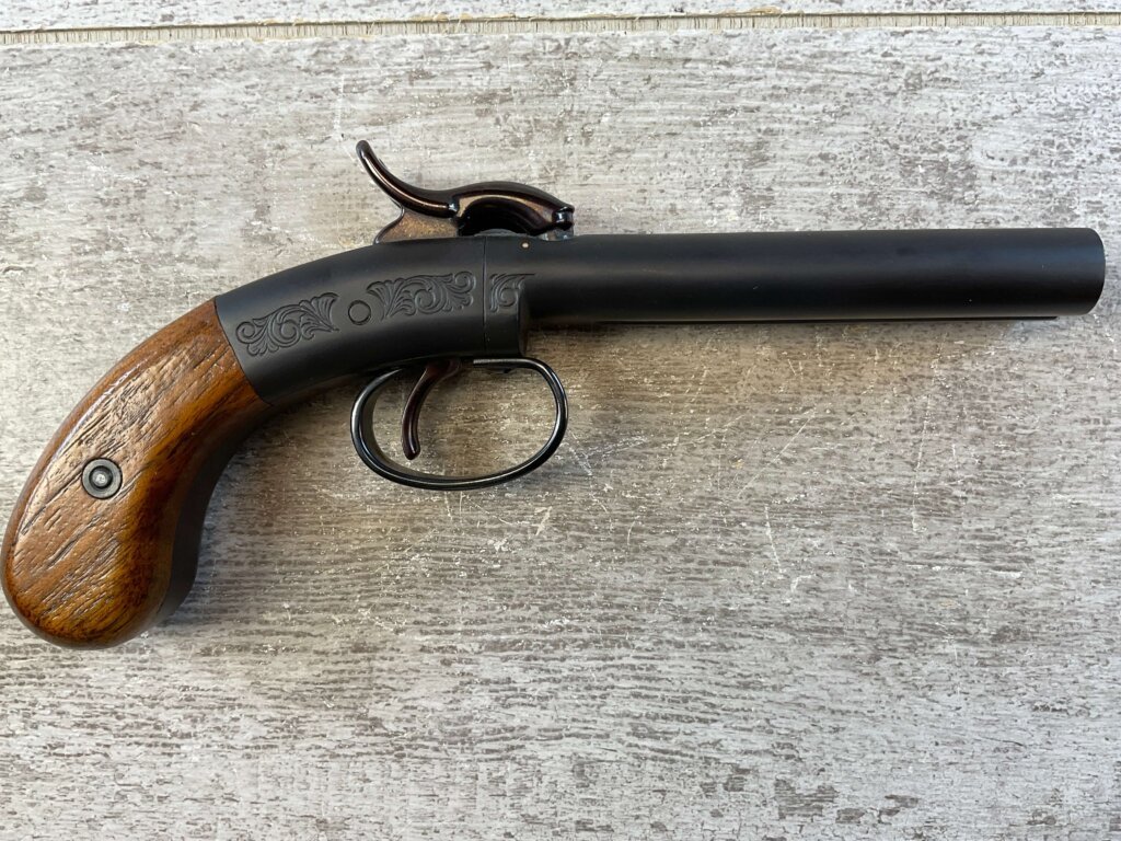 ETHAN ALLEN .36 CAL DOUBLE BARREL MUFF PISTOL, JAMES EARL JONES COLLECTION, ANTIQUE #5-10946