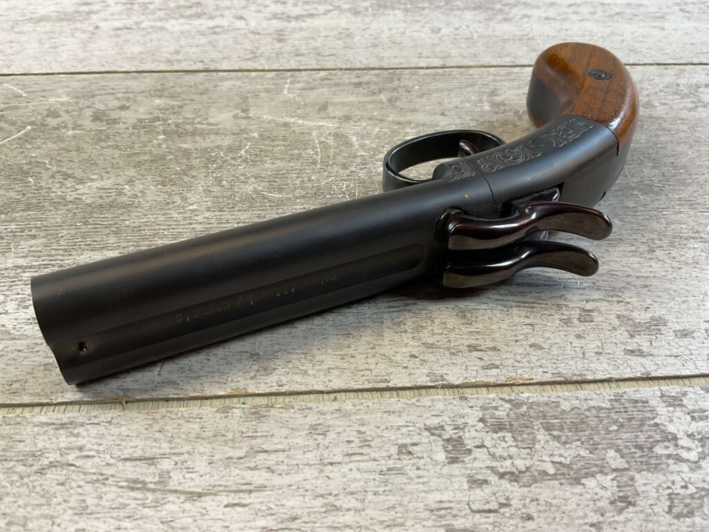 ETHAN ALLEN .36 CAL DOUBLE BARREL MUFF PISTOL, JAMES EARL JONES COLLECTION, ANTIQUE #5-10946