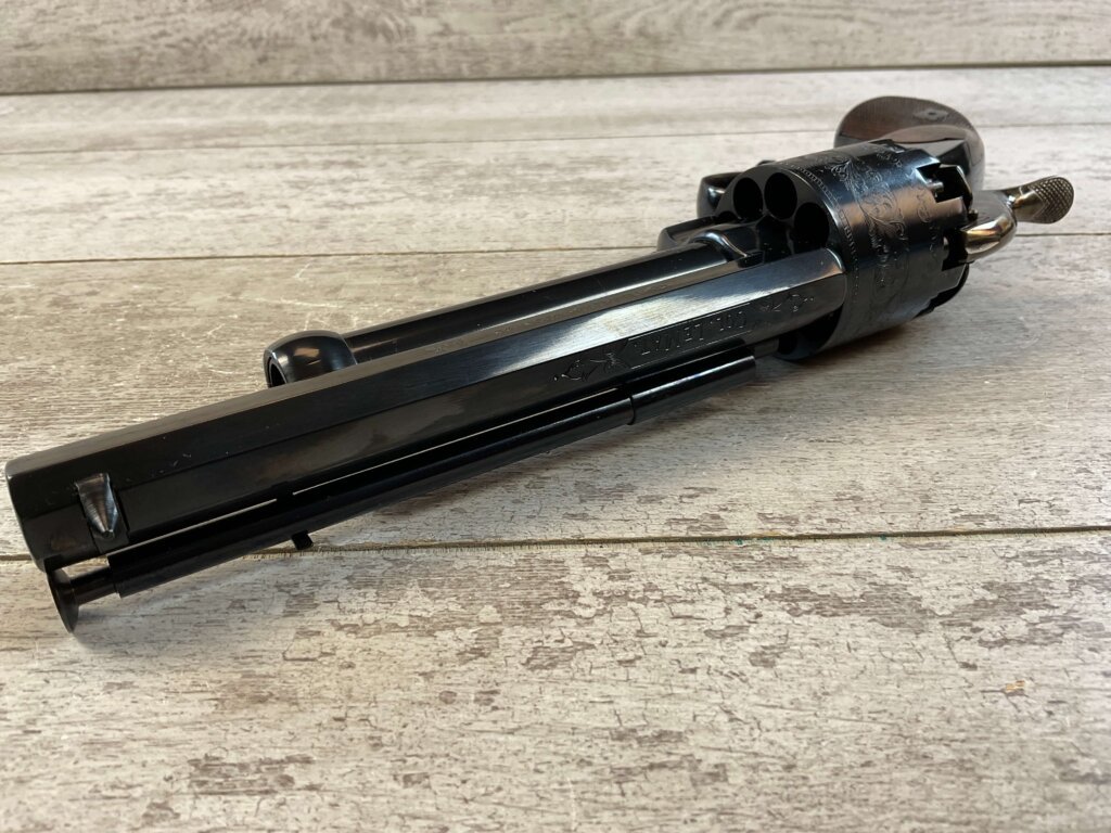 F. LLIPIETTA LEMAT CAVALRY BLACK POWDER .44 CAL W/20GA BARREL REVOLVER, NEW NEVER FIRED, JAMES EARL JONES COLLECTION #5-10953