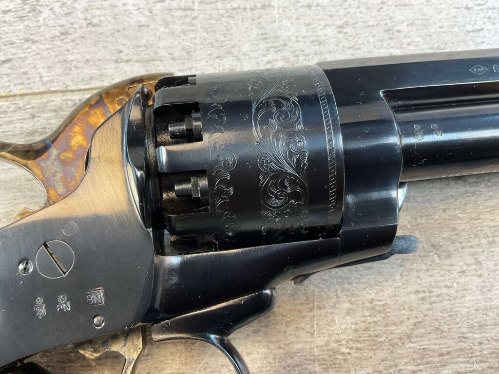 F. LLIPIETTA LEMAT CAVALRY BLACK POWDER .44 CAL W/20GA BARREL REVOLVER, NEW NEVER FIRED, JAMES EARL JONES COLLECTION #5-10953