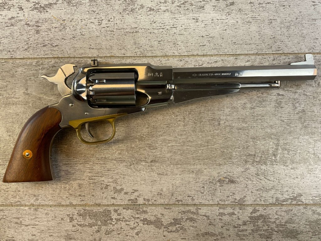 F. LLIPIETTA REMINGTON 1858 STAINLESS STEEL .44 CAL PERCUSSION REVOLVER, JAMES EARL JONES COLLECTION, ANTIQUE #5-10958