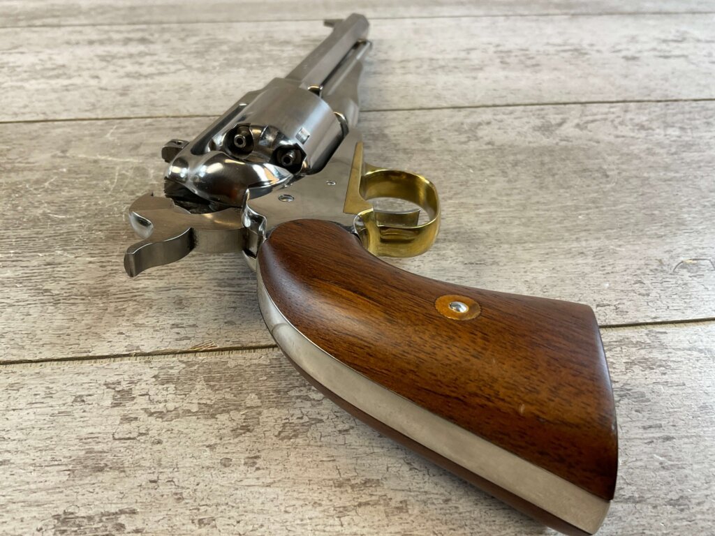 F. LLIPIETTA REMINGTON 1858 STAINLESS STEEL .44 CAL PERCUSSION REVOLVER, JAMES EARL JONES COLLECTION, ANTIQUE #5-10958