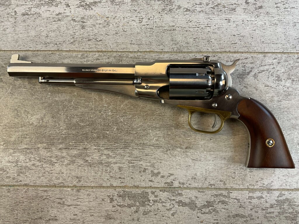 F. LLIPIETTA REMINGTON 1858 STAINLESS STEEL .44 CAL PERCUSSION REVOLVER, JAMES EARL JONES COLLECTION, ANTIQUE #5-10958