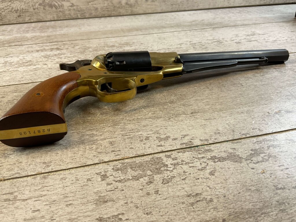 F. LLIPIETTA REMINGTON 1858 BRASS FRAME .44 CAL PERCUSSION REVOLVER, JAMES EARL JONES COLLECTION, ANTIQUE #5-10963