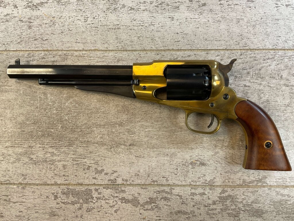 F. LLIPIETTA REMINGTON 1858 BRASS FRAME .44 CAL PERCUSSION REVOLVER, JAMES EARL JONES COLLECTION, ANTIQUE #5-10963