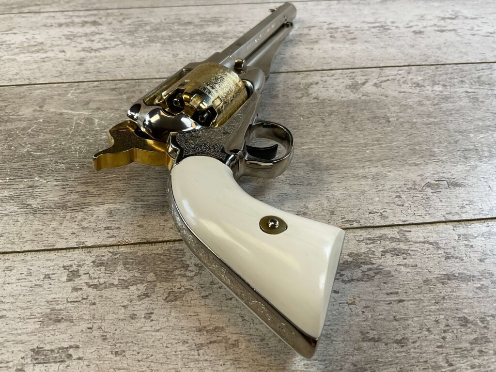 F. LLIPIETTA REMINGTON 1858 PRESENTATION .44 CAL PERCUSSION REVOLVER, JAMES EARL JONES COLLECTION, ANTIQUE #5-10964