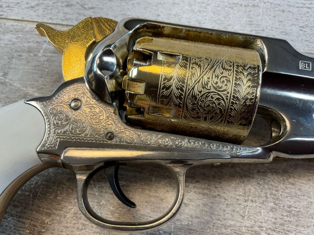 F. LLIPIETTA REMINGTON 1858 PRESENTATION .44 CAL PERCUSSION REVOLVER, JAMES EARL JONES COLLECTION, ANTIQUE #5-10964