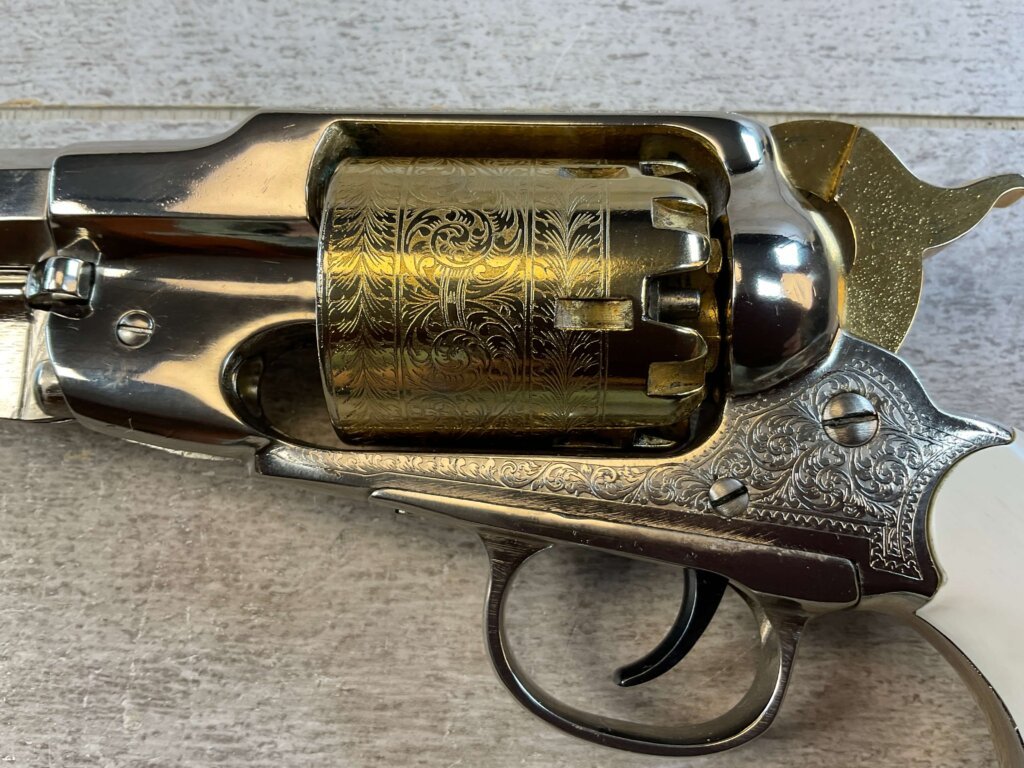 F. LLIPIETTA REMINGTON 1858 PRESENTATION .44 CAL PERCUSSION REVOLVER, JAMES EARL JONES COLLECTION, ANTIQUE #5-10964