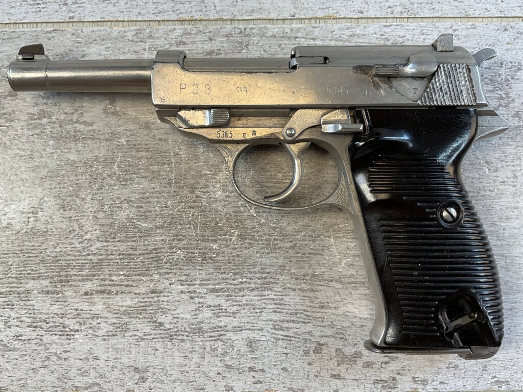 CYQ SPREEWERK P38 9MM SEMI AUTO PISTOL, NICKEL PLATED W/ CASE #6-03001