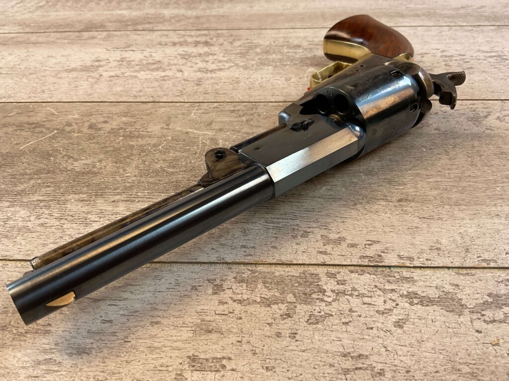 UBERTI 1848 DRAGOON .44 CAL PERCUSSION REVOLVER, JAMES EARL JONES COLLECTION, ANTIQUE / UNFIRED & MINTY #5-10972