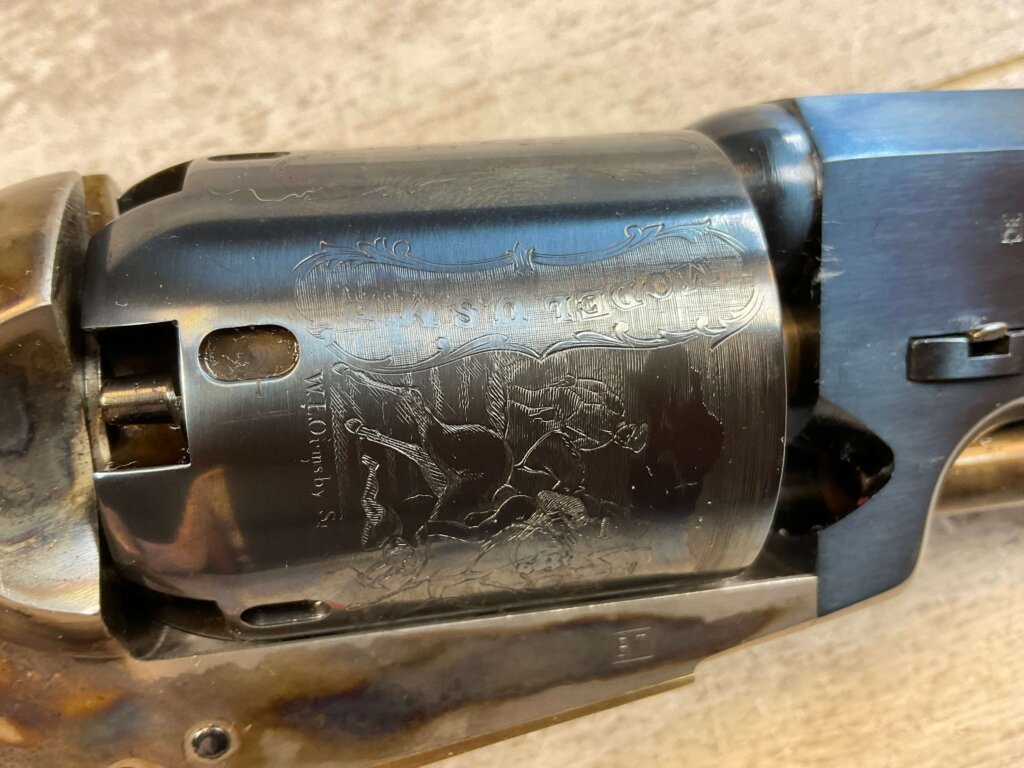 UBERTI 1848 DRAGOON .44 CAL PERCUSSION REVOLVER, JAMES EARL JONES COLLECTION, ANTIQUE / UNFIRED & MINTY #5-10972