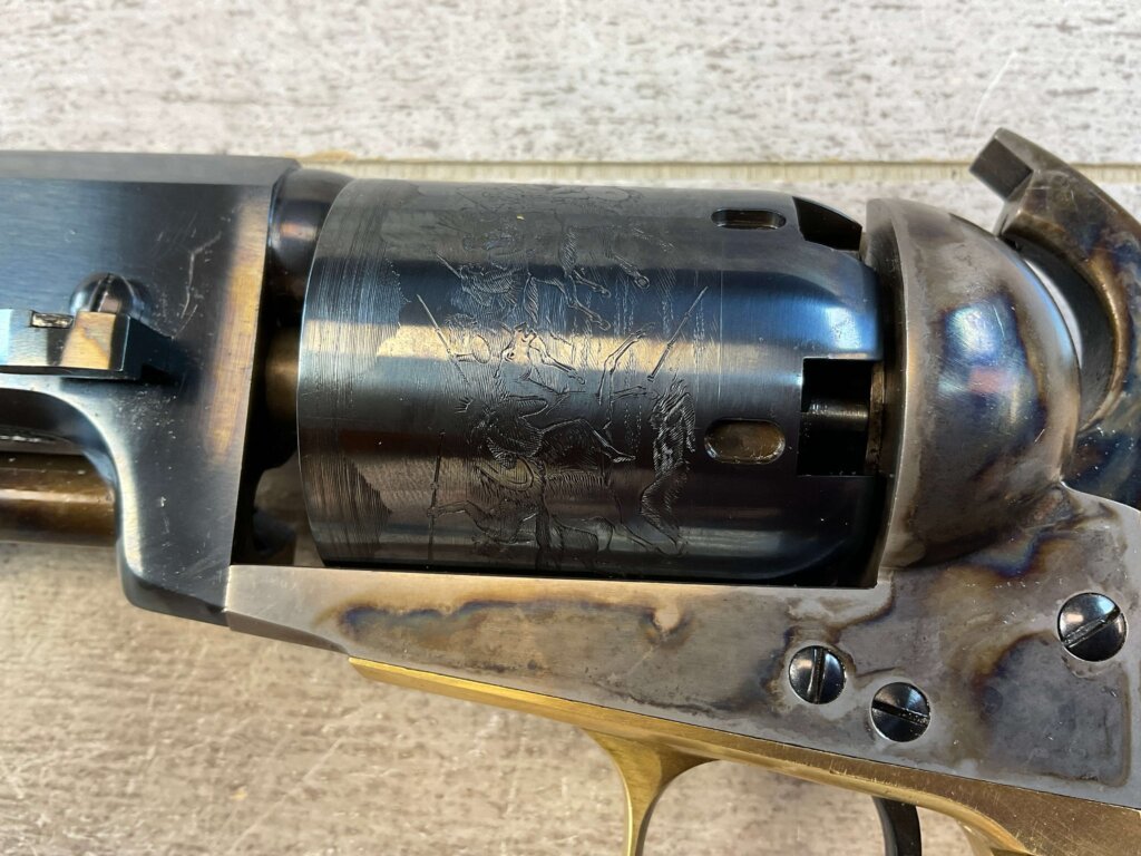 UBERTI 1848 DRAGOON .44 CAL PERCUSSION REVOLVER, JAMES EARL JONES COLLECTION, ANTIQUE / UNFIRED & MINTY #5-10972