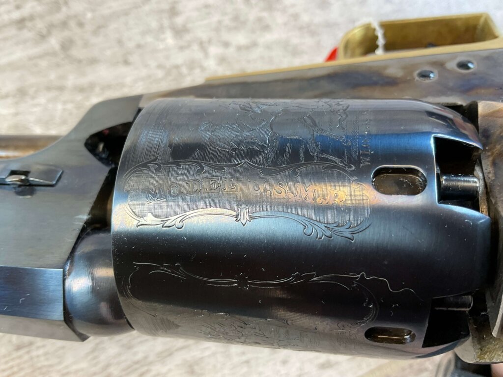 UBERTI 1848 DRAGOON .44 CAL PERCUSSION REVOLVER, JAMES EARL JONES COLLECTION, ANTIQUE / UNFIRED & MINTY #5-10972