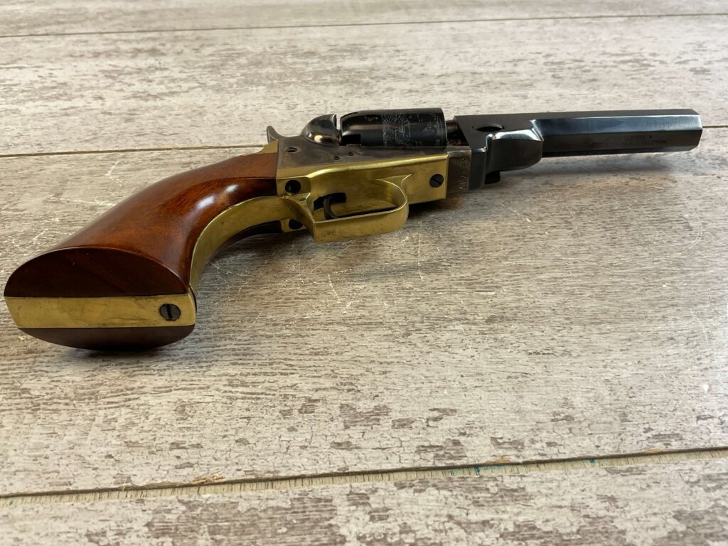 UBERTI 1849 WELLS FARGO .31 CAL PERCUSSION POCKET REVOLVER, JAMES EARL JONES COLLECTION, ANTIQUE / UNFIRED & MINTY #5-10974