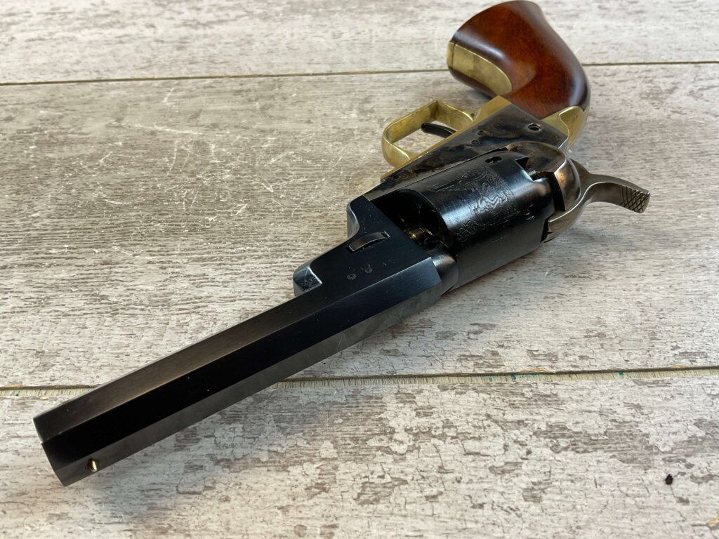 UBERTI 1849 WELLS FARGO .31 CAL PERCUSSION POCKET REVOLVER, JAMES EARL JONES COLLECTION, ANTIQUE / UNFIRED & MINTY #5-10974