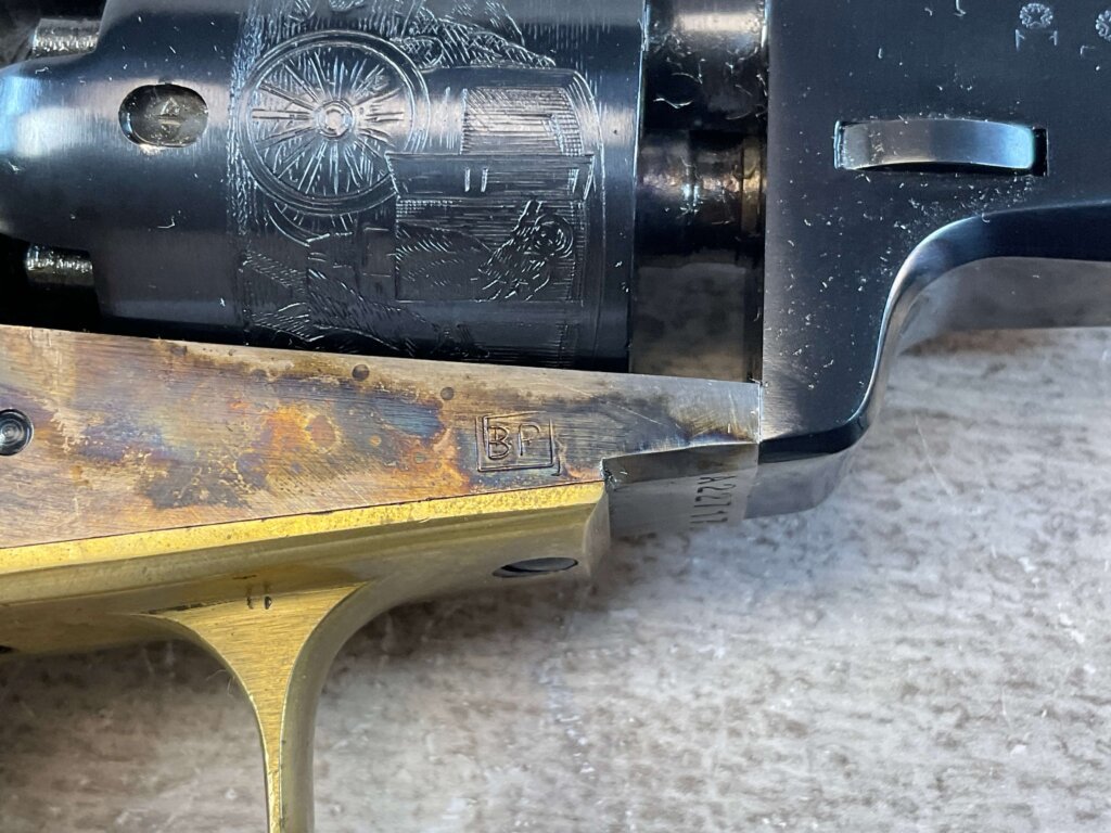 UBERTI 1849 WELLS FARGO .31 CAL PERCUSSION POCKET REVOLVER, JAMES EARL JONES COLLECTION, ANTIQUE / UNFIRED & MINTY #5-10974