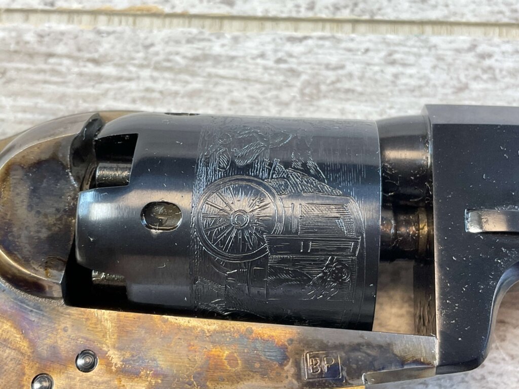 UBERTI 1849 WELLS FARGO .31 CAL PERCUSSION POCKET REVOLVER, JAMES EARL JONES COLLECTION, ANTIQUE / UNFIRED & MINTY #5-10974