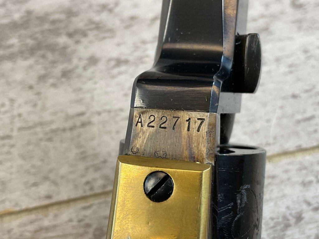 UBERTI 1849 WELLS FARGO .31 CAL PERCUSSION POCKET REVOLVER, JAMES EARL JONES COLLECTION, ANTIQUE / UNFIRED & MINTY #5-10974