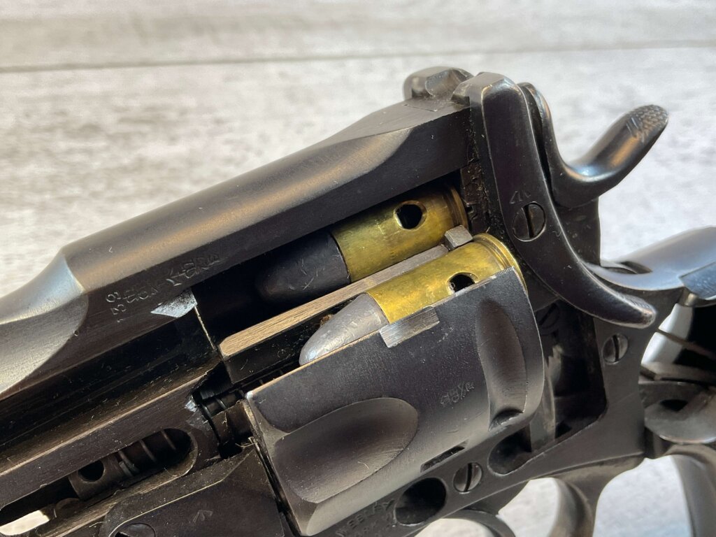 WEBLEY MARK VI .455 CAL FACTORY ARMORERS CUTAWAY REVOLVER, JAMES EARL JONES COLLECTION, RARE & MINTY #5-10977