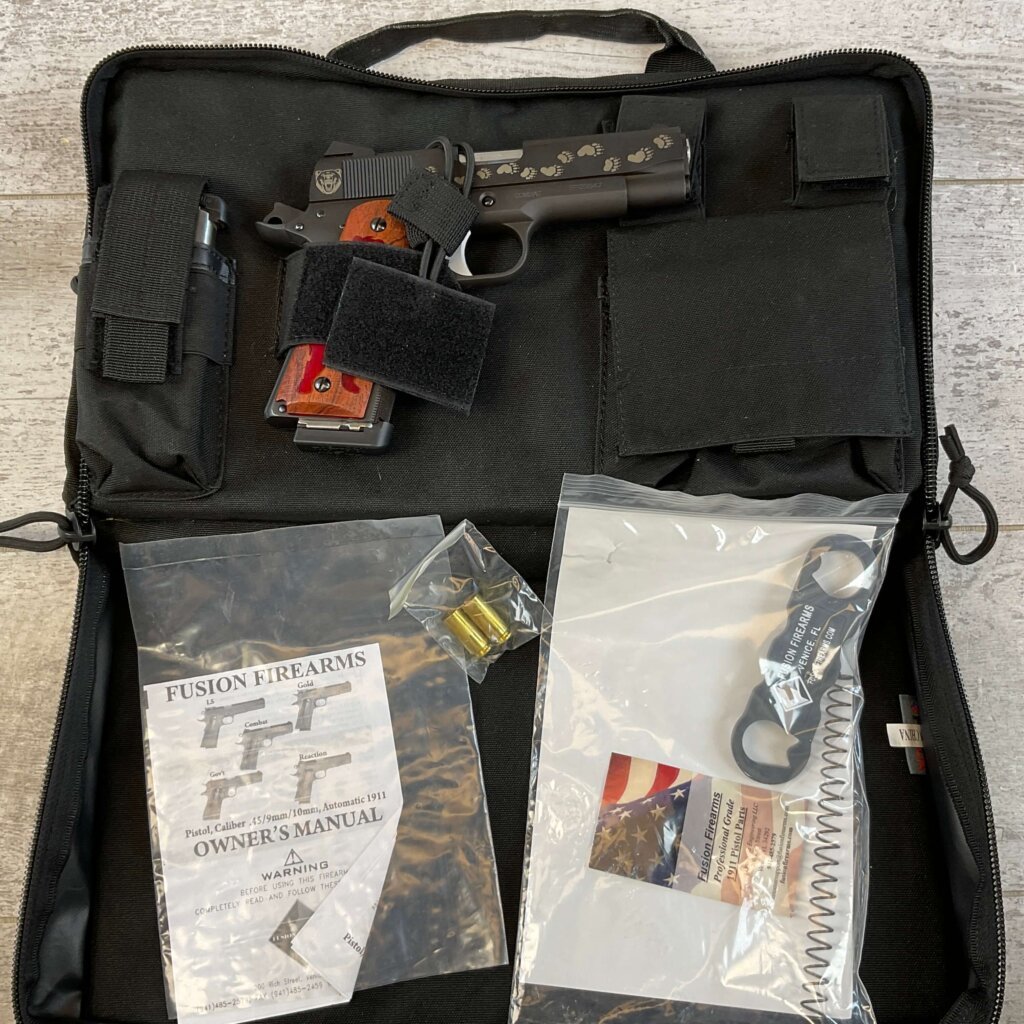 FUSION FIREARMS COMBAT (BEAR EDITION) 10MM SEMI AUTO PISTOL, W/BAG & MINTY #6-03003