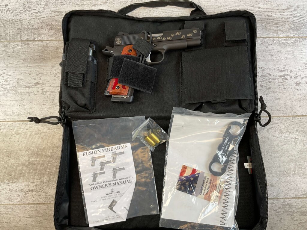 FUSION FIREARMS COMBAT (BEAR EDITION) 10MM SEMI AUTO PISTOL, W/BAG & MINTY #6-03003