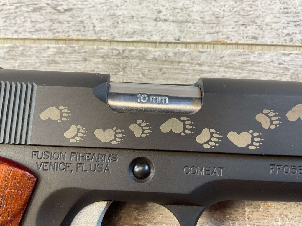 FUSION FIREARMS COMBAT (BEAR EDITION) 10MM SEMI AUTO PISTOL, W/BAG & MINTY #6-03003