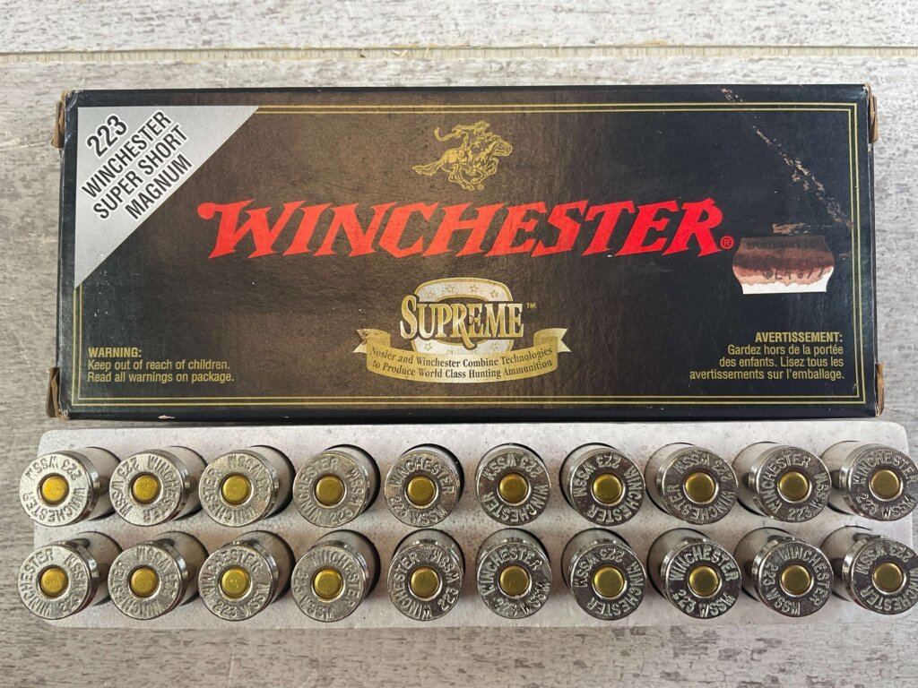 WINCHESTER 223 WSSM, 55 GR. BALLISTIC SILVERTIP AMMO, FULL BOX, JAMES EARL JONES COLLECTION #5-11150-PF