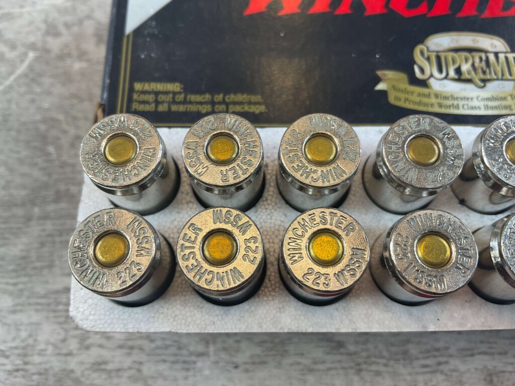 WINCHESTER 223 WSSM, 55 GR. BALLISTIC SILVERTIP AMMO, FULL BOX, JAMES EARL JONES COLLECTION #5-11150-PF